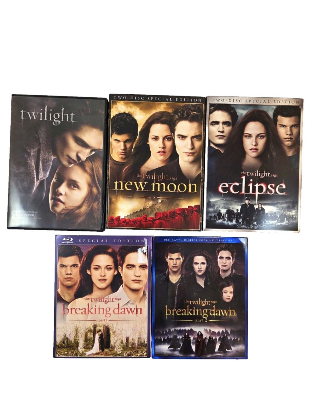 Twilight Saga 5 Movie Lot DVD Blu-ray New Moon Eclipse Breaking Dawn 1 2